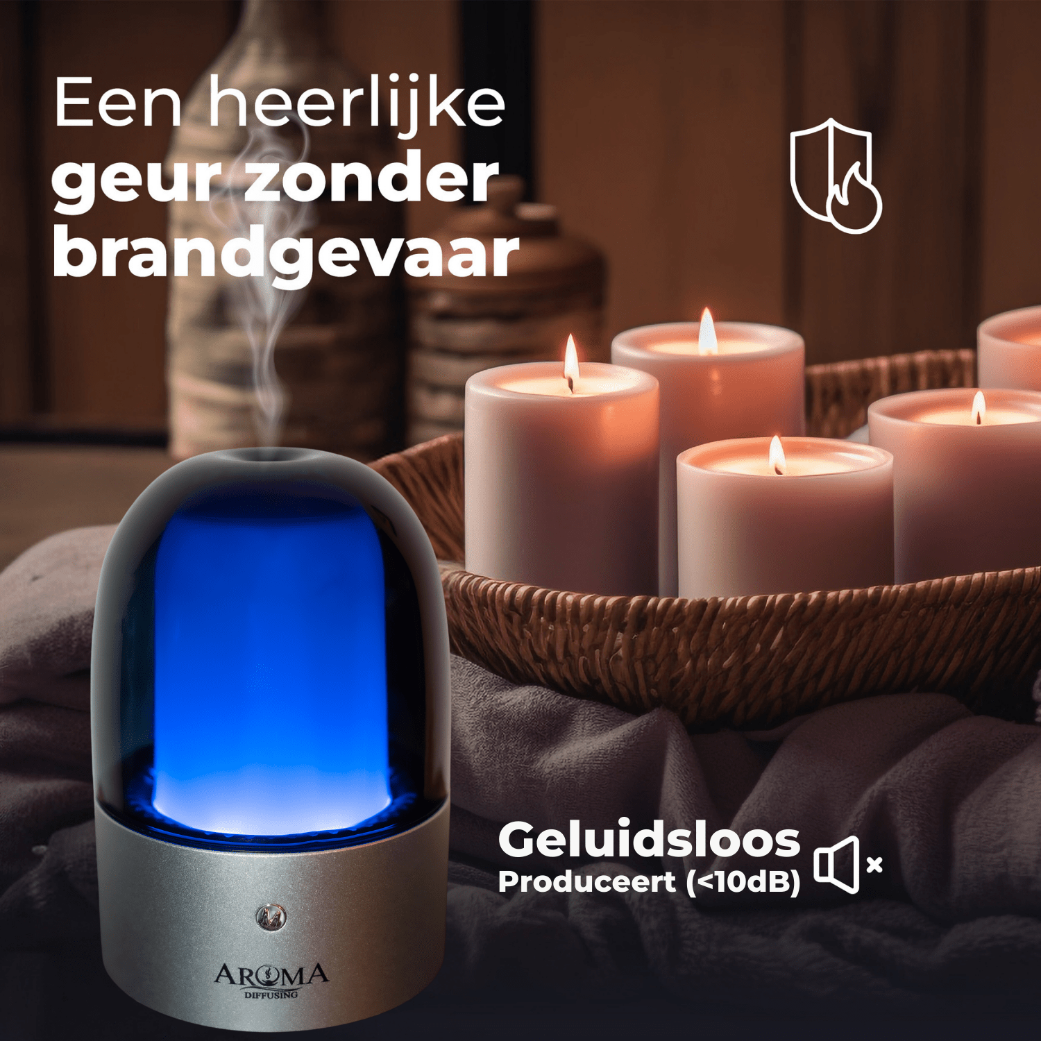 Aromadiffusing Aroma Diffuser Geen Warmte Vuur Geurkaars Alternatief - Geurmachine Mood 60m2 - AromaDiffusing