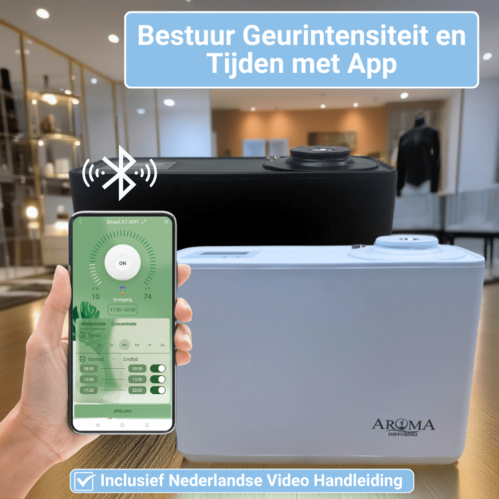 Aroma Diffusing Geurmachine Smart 200m2 Stand Alone Wifi App Besturing Bestrijd Vieze Geur - Geurmachine Smart 200m² - AromaDiffusing