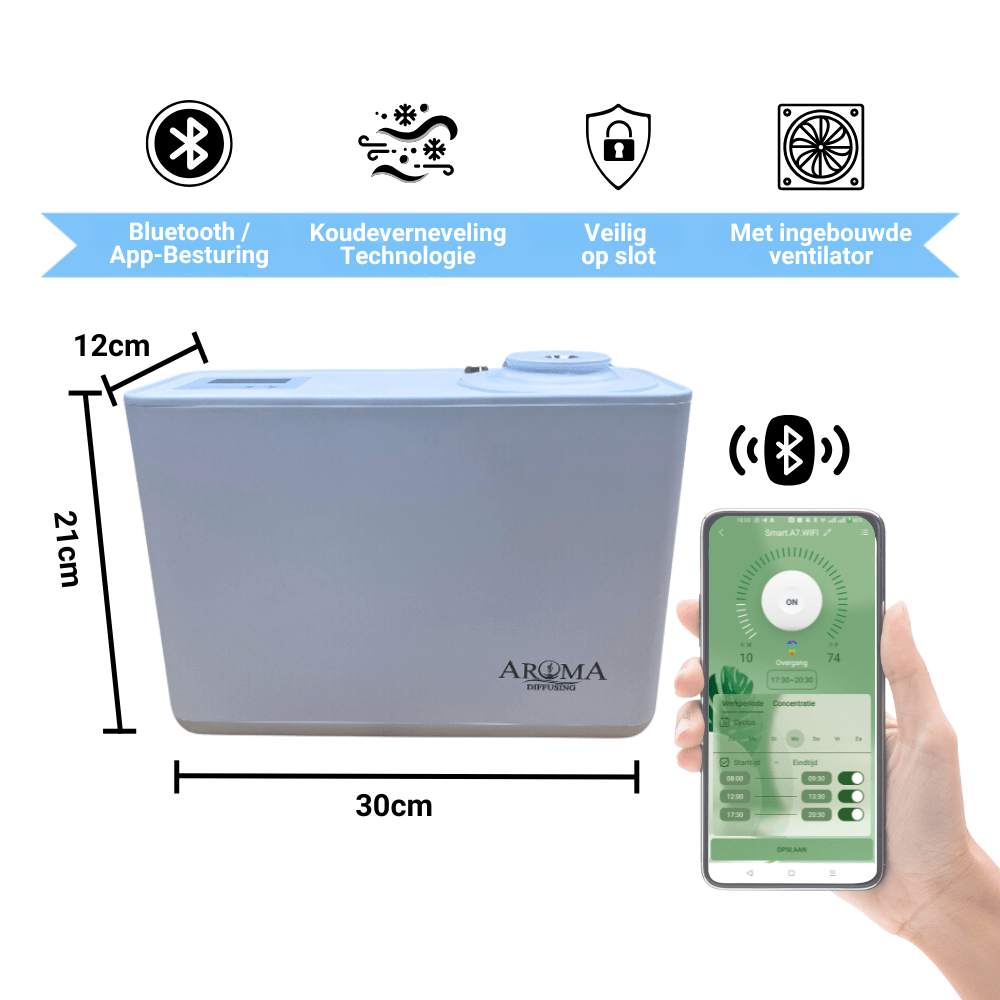 Aroma Diffusing Geurmachine Smart 200m2 Stand Alone Wifi App Besturing Interieur - Geurmachine Smart 200m² - AromaDiffusing