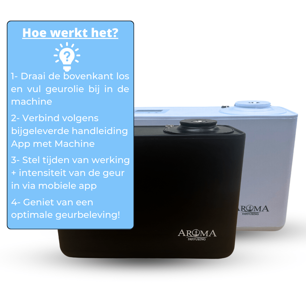 Aroma Diffusing Geurmachine Smart 200m2 Stand Alone Wifi App Besturing Geurolie Navulling - Geurmachine Smart 200m² - AromaDiffusing
